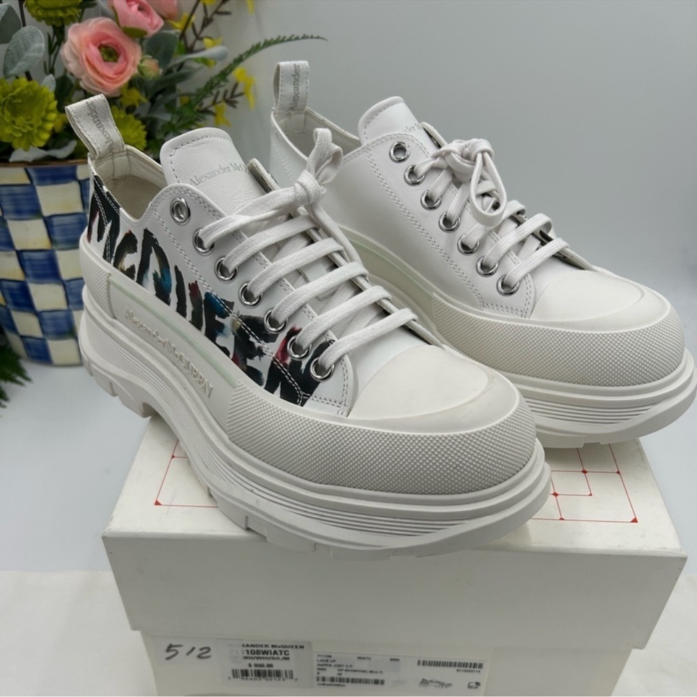 Men’s Alexander McQueen tread, slick, low top sneaker size 42 made in Italy
